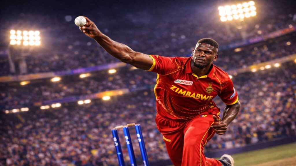 Blessing Muzarabani in Kolkata Knight Riders jersey after signing as Mustafizur Rahman replacement for IPL 2026