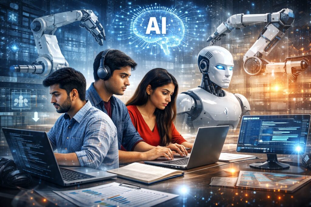 Infosys co-founder Narayana Murthy speaking about AI disruption and its impact on Indian youth employment