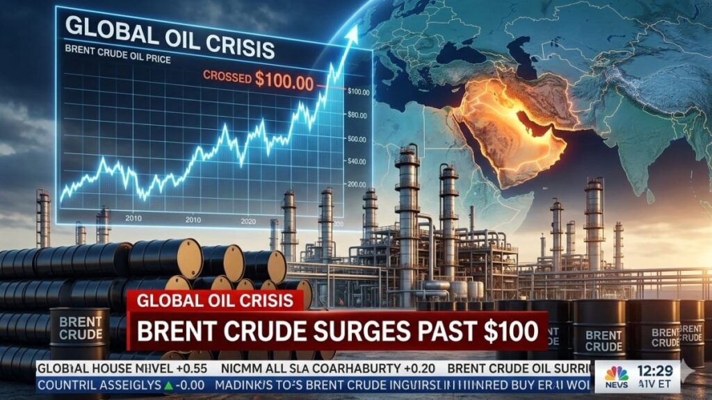 Petrol station in South Africa showing rising fuel prices after Brent crude oil crossed $100 per barrel amid global oil crisis