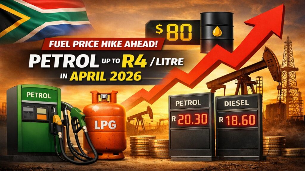 South Africa fuel price increase warning with petrol potentially rising by R4 in April 2026