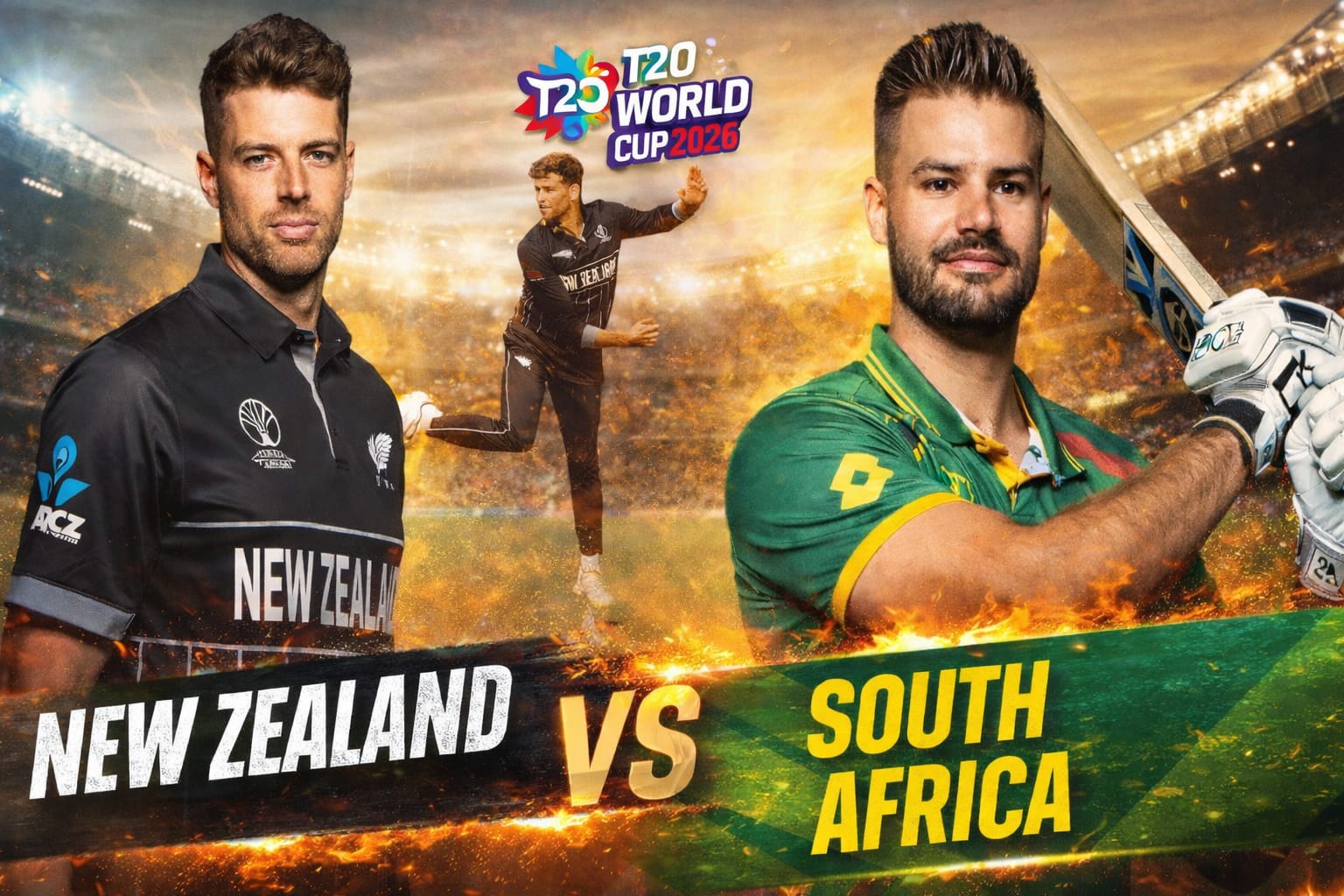 South Africa vs New Zealand 1st Semi Final T20 World Cup 2026 at Eden Gardens Kolkata
