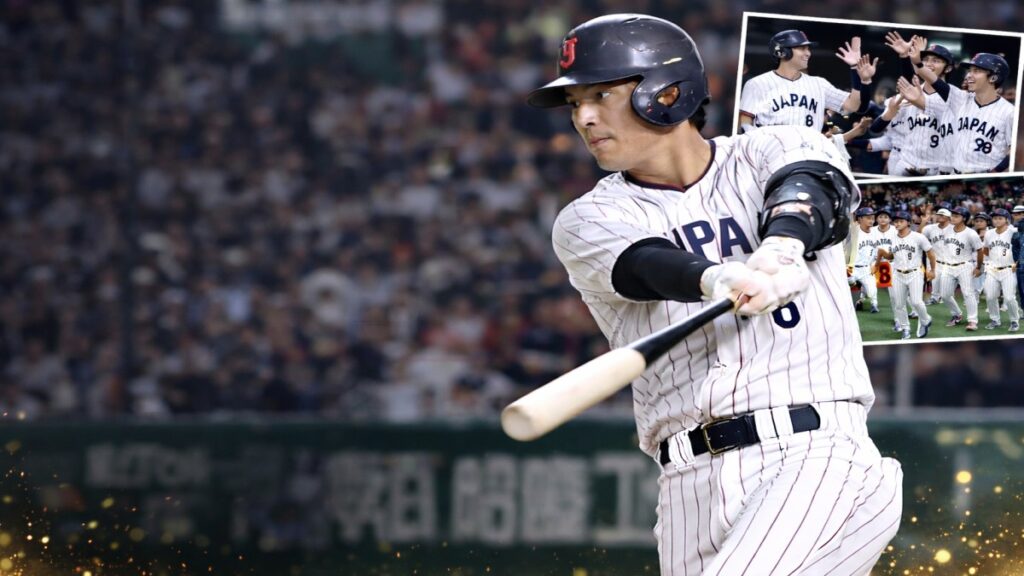 WBC 2026 में जापान के खिलाड़ी सोसुके गेंदा ताइवान के खिलाफ मैच में बल्लेबाजी करते हुए