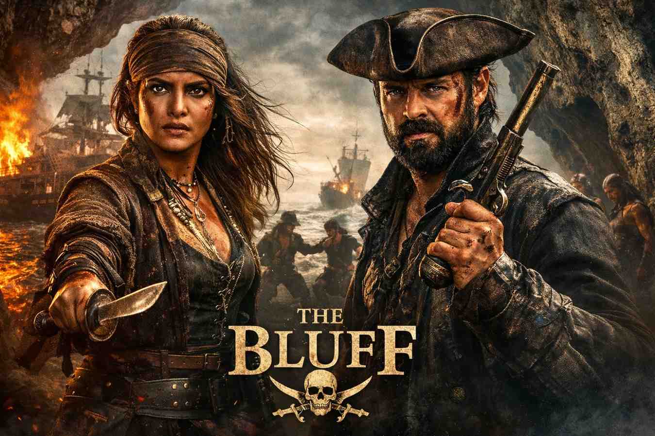 Priyanka Chopra pirate action scene in The Bluff movie with Karl Urban intense battle scene