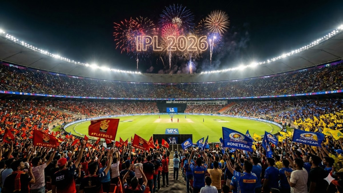 IPL 2026 ticket booking guide showing packed cricket stadium crowd during Indian Premier League match