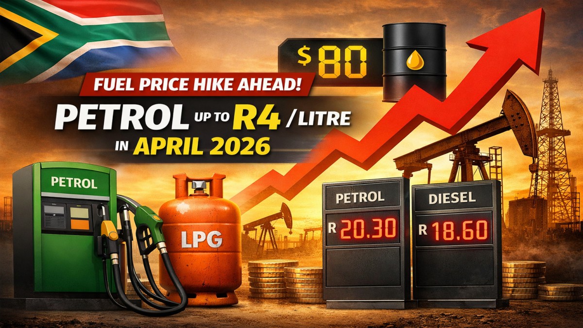 South Africa fuel price increase warning with petrol potentially rising by R4 in April 2026