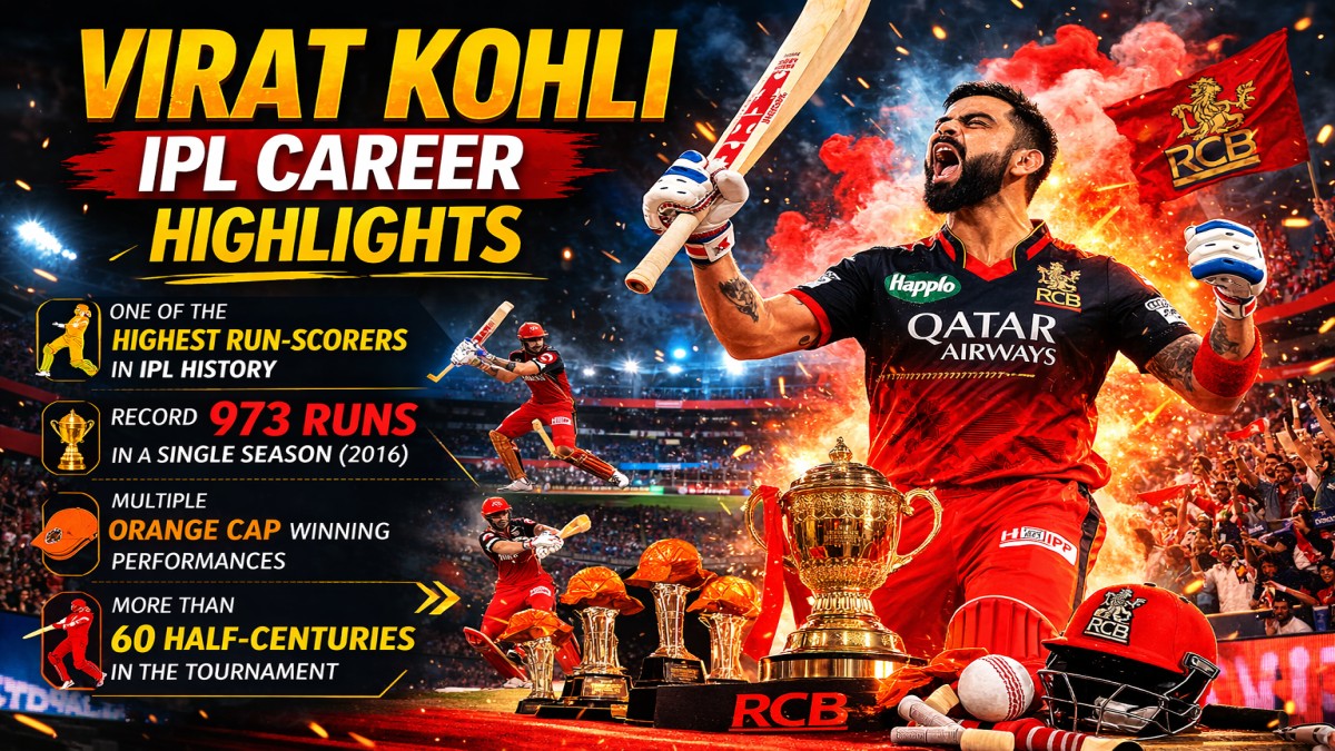 Virat Kohli celebrating century for Royal Challengers Bengaluru showing IPL records and stats